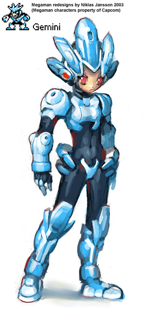 gemini man (mega man and 1 more) drawn by arne_(android_arts)