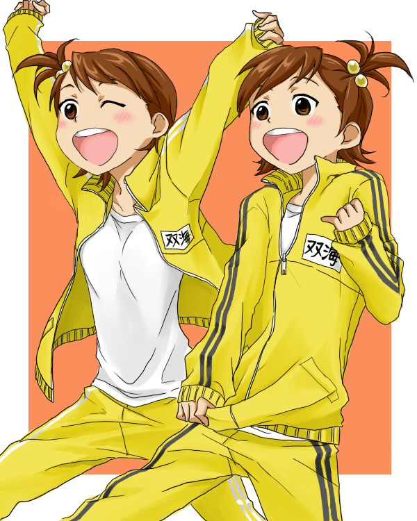 futami mami and futami ami (idolmaster and 1 more) drawn by e-n