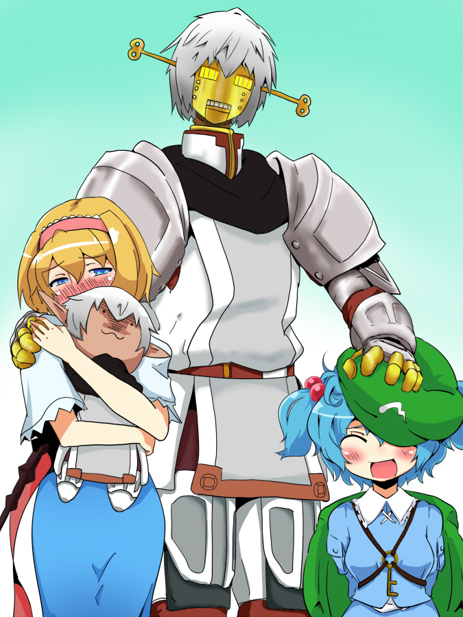 alice margatroid, kawashiro nitori, buront, and robo-ky (touhou and 2 more) drawn by iwamasama