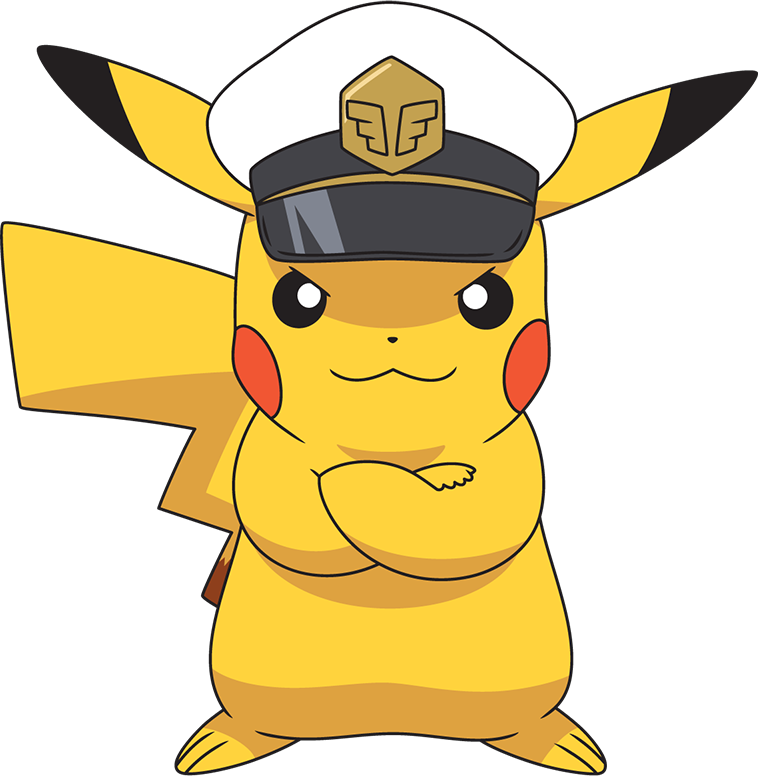 pikachu and captain pikachu (pokemon and 1 more)