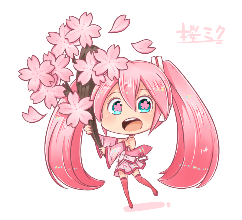 hatsune miku and sakura miku (vocaloid) drawn by zukaketawagase