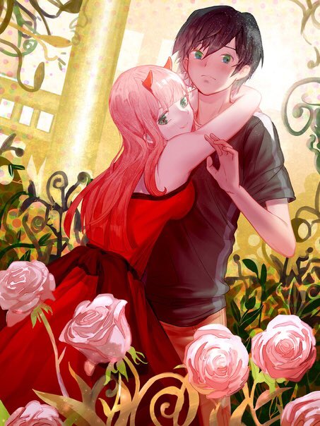zero two and hiro (darling in the franxx) drawn by zerokiller002