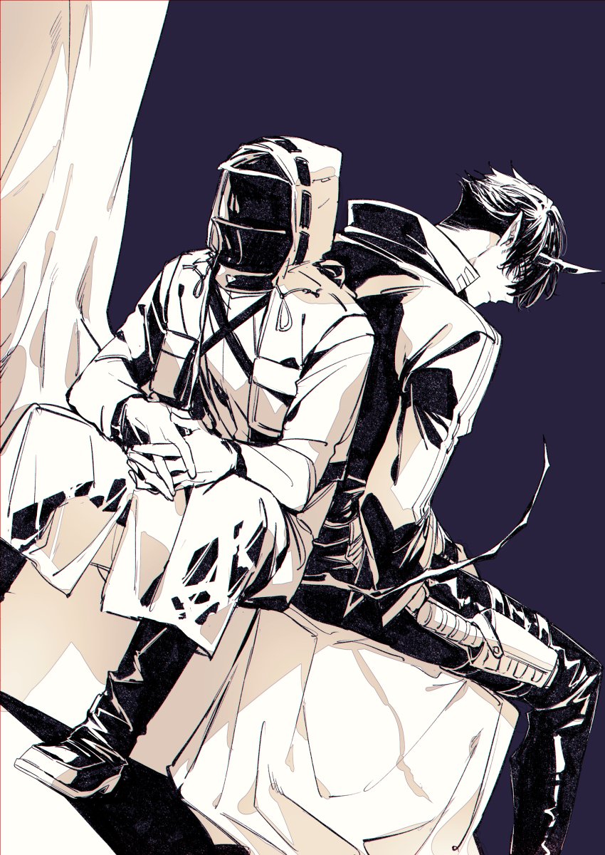 doctor and flamebringer (arknights) drawn by toriyoshi