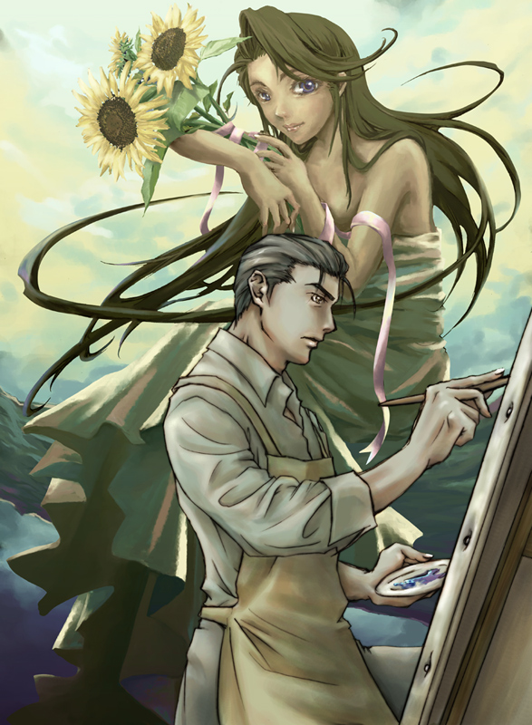 sara halifa and fujita reiji (gallery fake) drawn by hayosuga