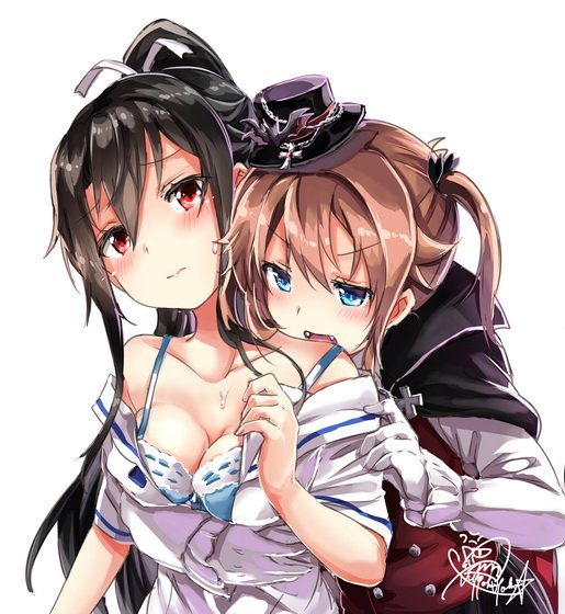 misaki akeno and munetani mashiro (high school fleet) drawn by gleision_adain