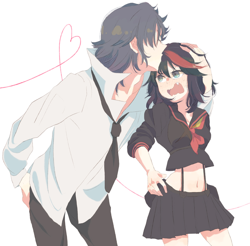 matoi ryuuko, senketsu, and mikisugi aikurou (kill la kill) drawn by chokuboron_ryou