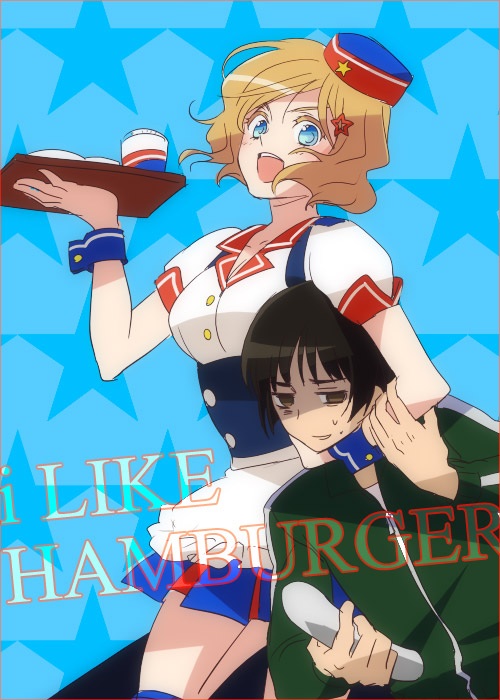 japan and america (idolmaster and 1 more) drawn by piropos