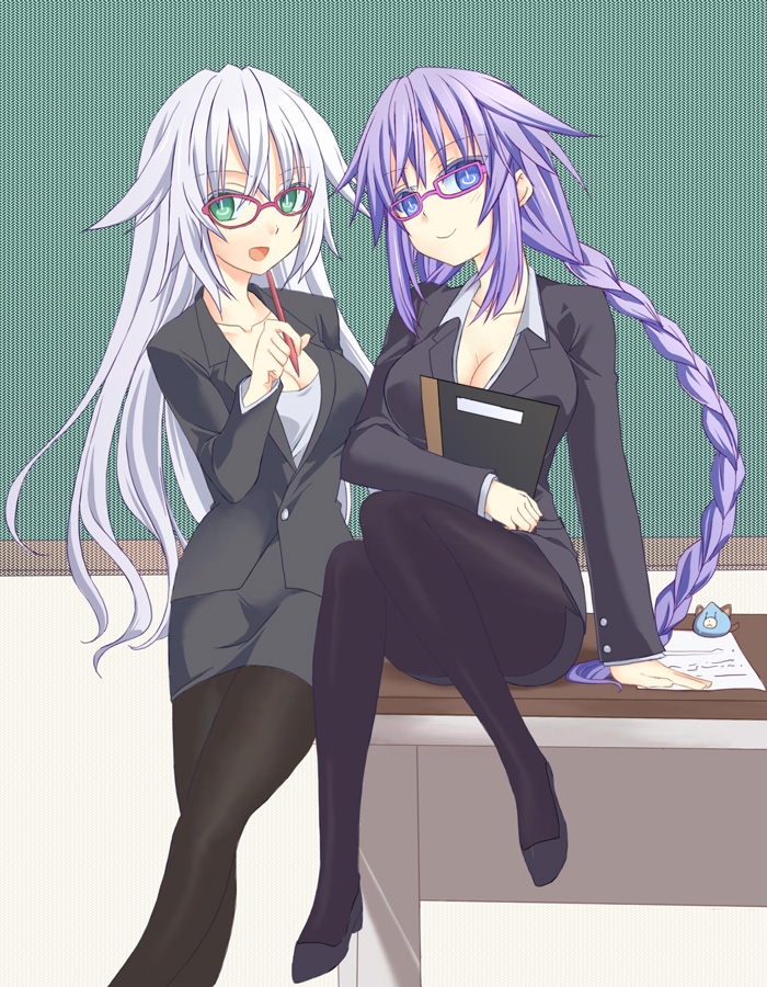 purple heart, black heart, and dogoo (neptune) drawn by minagi