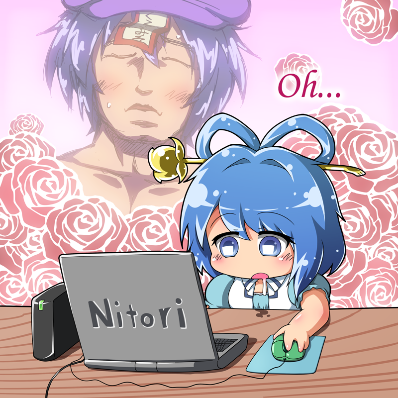 kaku seiga, miyako yoshika, and abe takakazu (touhou and 1 more) drawn by jinnouchi_akira