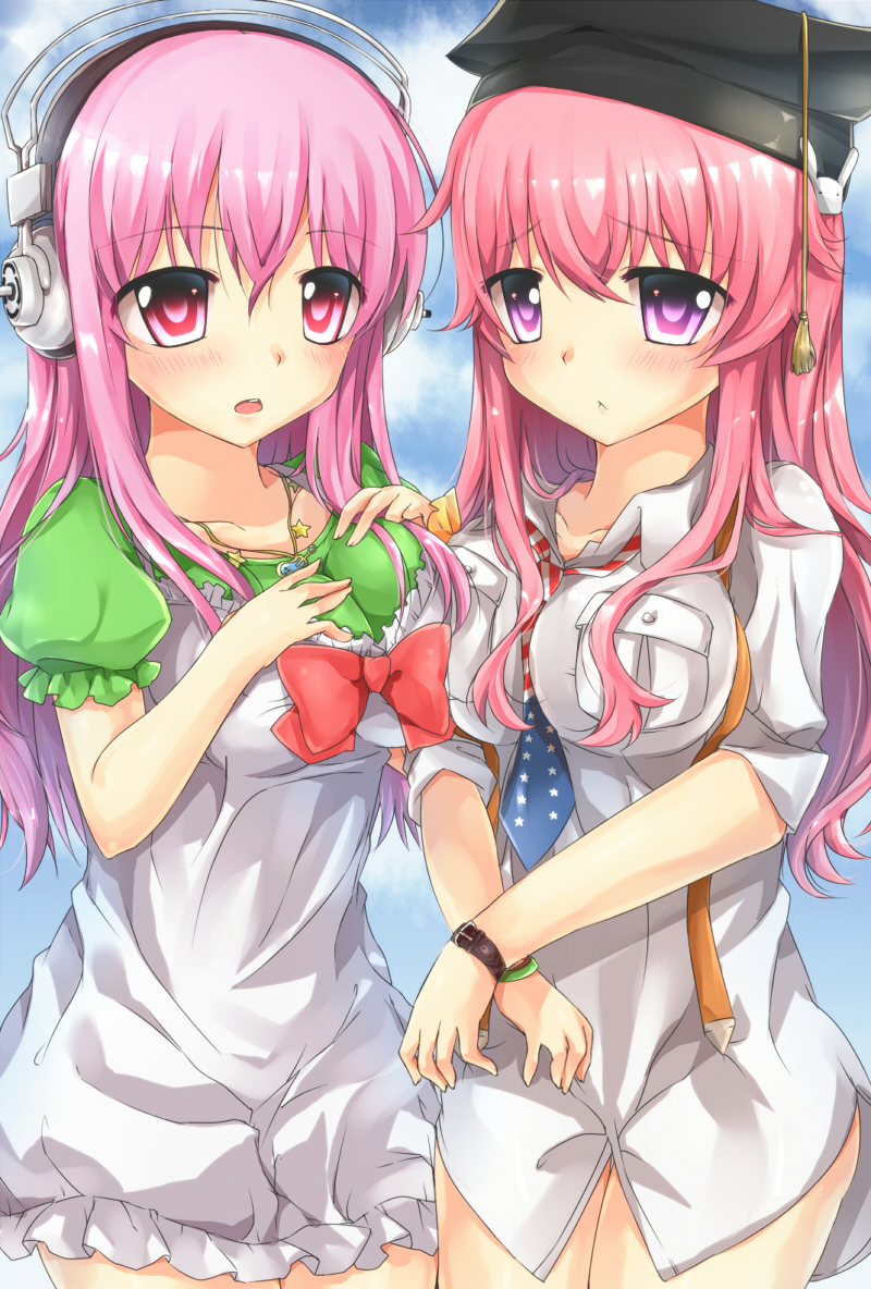 super sonico and himeji mizuki (nitroplus and 1 more) drawn by natsume_kei