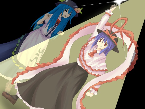 hinanawi tenshi and nagae iku (touhou and 1 more) drawn by ni_(ippozenshin)
