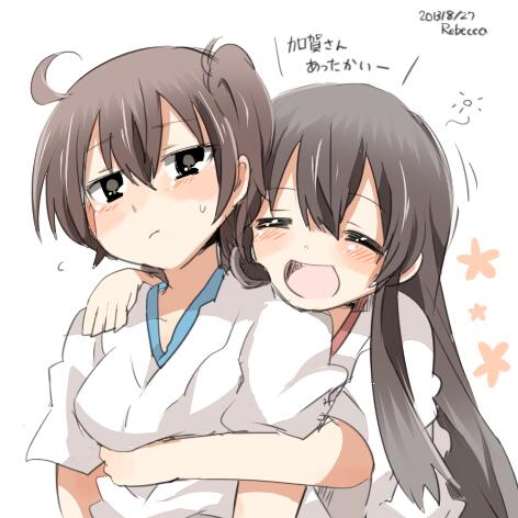 kaga and akagi (kantai collection) drawn by rebecca_(keinelove)