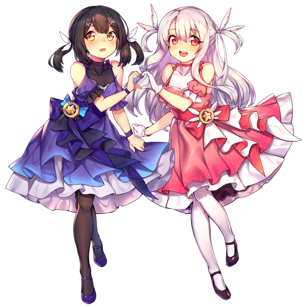 illyasviel von einzbern, miyu edelfelt, magical ruby, and magical sapphire (fate and 1 more) drawn by shennai_misha