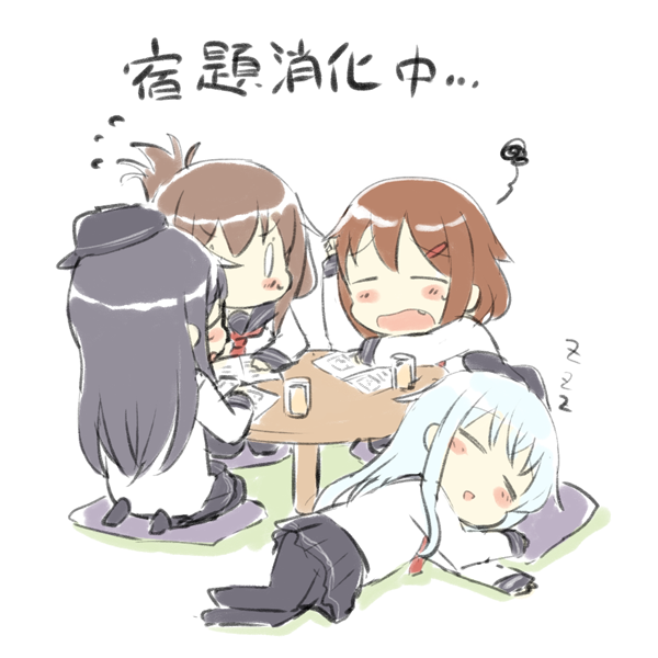 hibiki, inazuma, ikazuchi, and akatsuki (kantai collection) drawn by engiyoshi