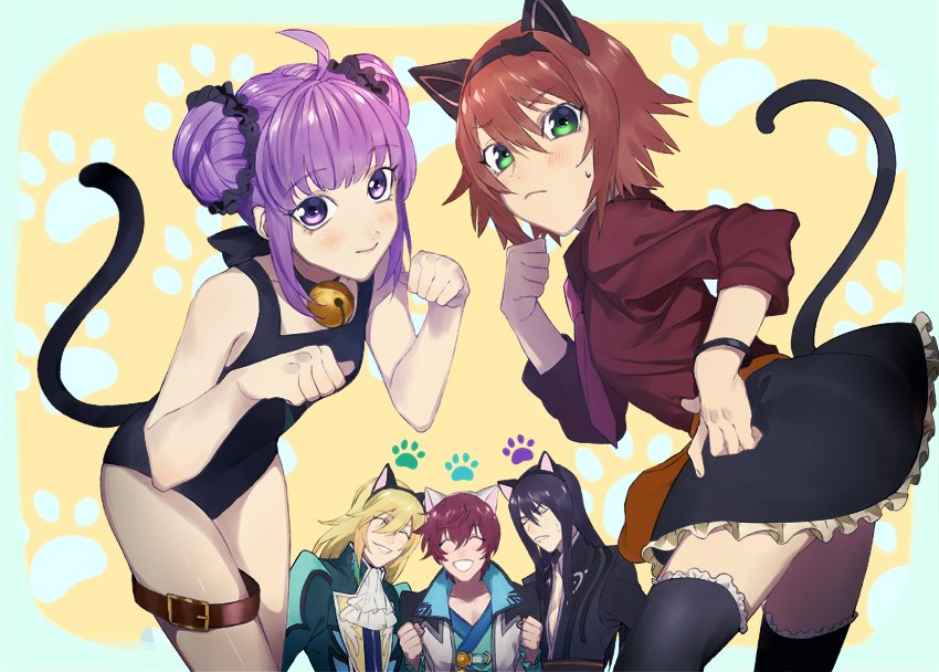 yuri lowell, rita mordio, asbel lhant, richard, and sophie (tales of and 2 more) drawn by sachico66
