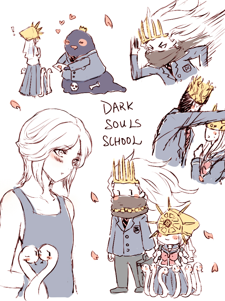 dark sun gwyndolin, nameless king, aldrich devourer of gods, and pontiff sulyvahn (dark souls and 2 more) drawn by senkuro