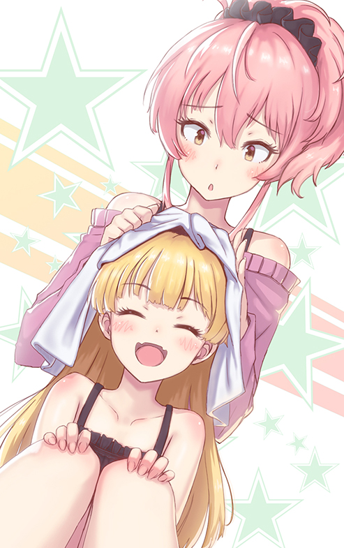 jougasaki mika and jougasaki rika (idolmaster and 1 more) drawn by maru_(maru1625)