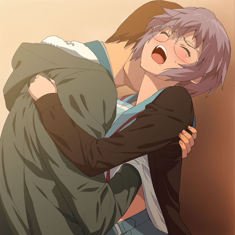nagato yuki and kyon (suzumiya haruhi no yuuutsu and 1 more) drawn by a1_(initial-g)