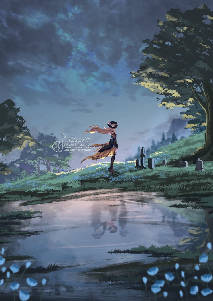 navia, silver, and melus (genshin impact) drawn by nikkipettt