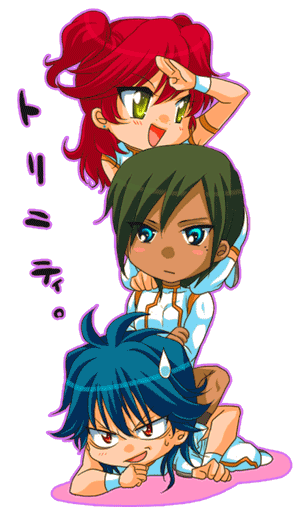 nena trinity, michael trinity, and johann trinity (gundam and 1 more)