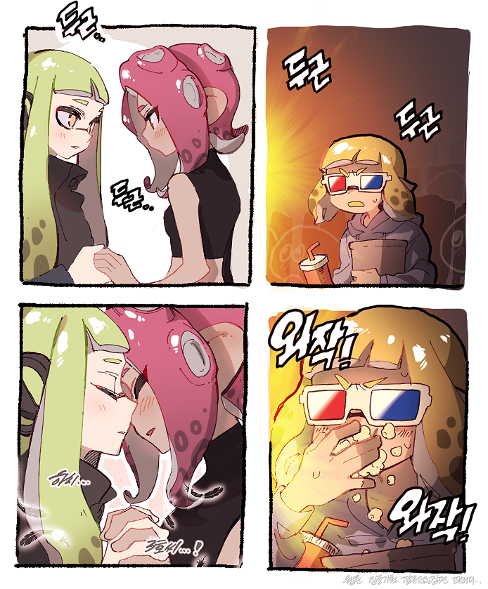inkling player character, inkling girl, octoling player character, octoling girl, agent 8, and 2 more (splatoon and 2 more) drawn by yknzv