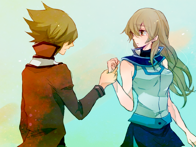 yuki judai and tenjouin asuka (yu-gi-oh! and 1 more) drawn by ilohasvio