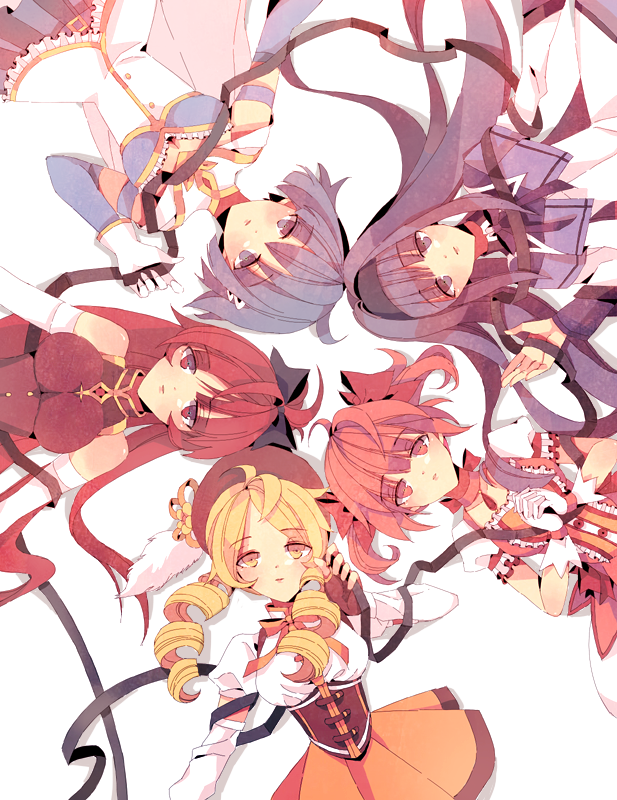 akemi homura, kaname madoka, miki sayaka, sakura kyoko, and tomoe mami (mahou shoujo madoka magica) drawn by cocopps