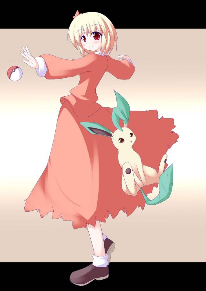 aki shizuha and leafeon (touhou and 1 more) drawn by miyo_(miyomiyo01)