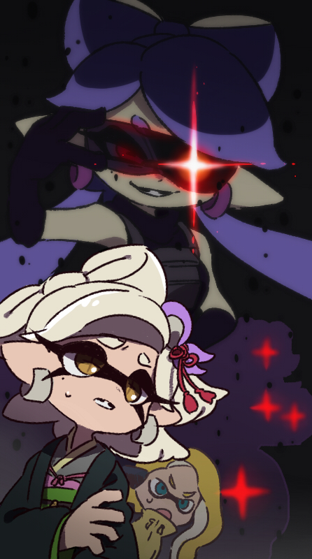 inkling player character, inkling girl, callie, takozonesu, agent 4, and 1 more (splatoon and 1 more) drawn by ukata