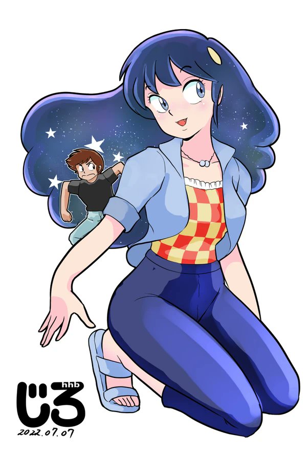 lum and moroboshi ataru (urusei yatsura) drawn by jirohhb