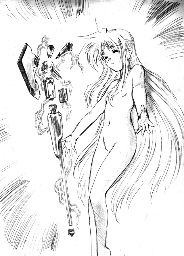 fate testarossa and bardiche (lyrical nanoha and 2 more) drawn by henshako