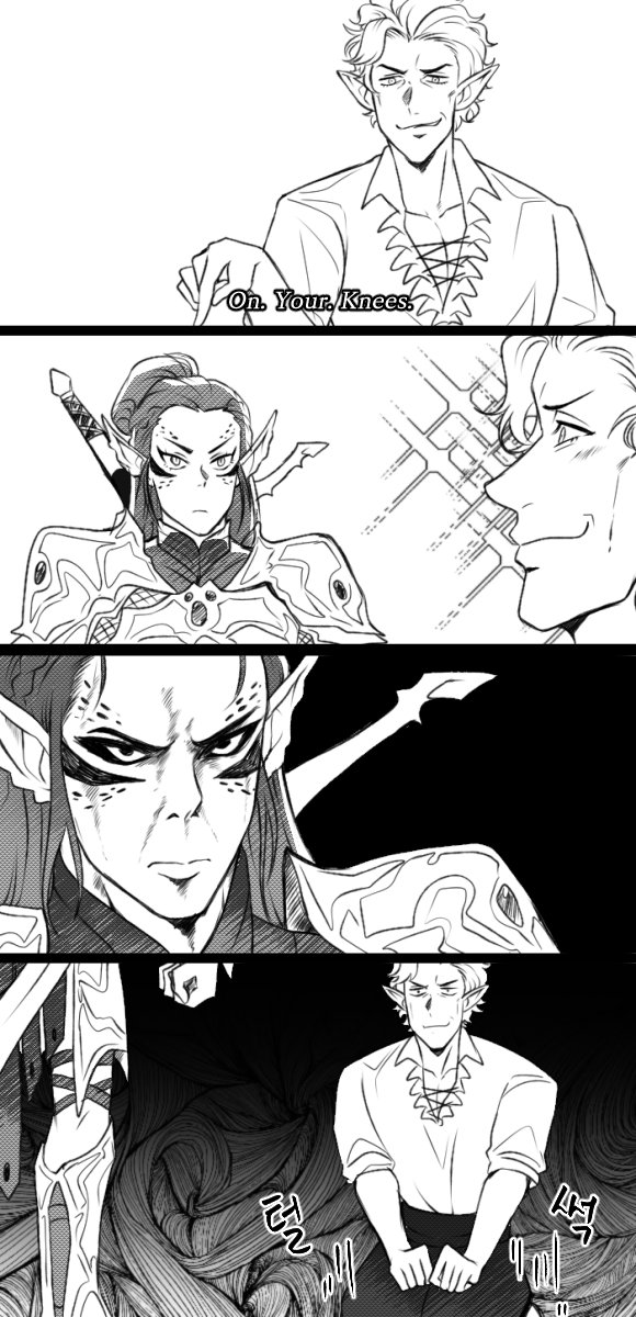 astarion and lae'zel (dungeons & dragons and 2 more) drawn by uni_(unnny)