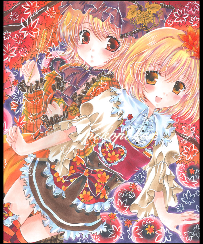 aki minoriko and aki shizuha (touhou) drawn by pekopokox