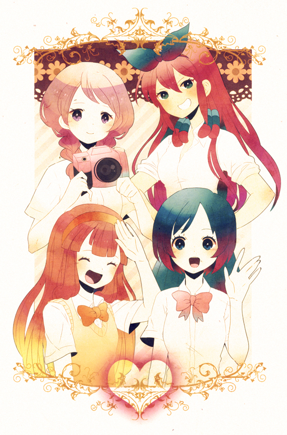 nanobana kinako, sorano aoi, yamana akane, and seto midori (inazuma eleven and 2 more) drawn by karan_koron