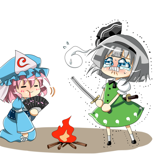 konpaku youmu and saigyouji yuyuko (touhou) drawn by nagare