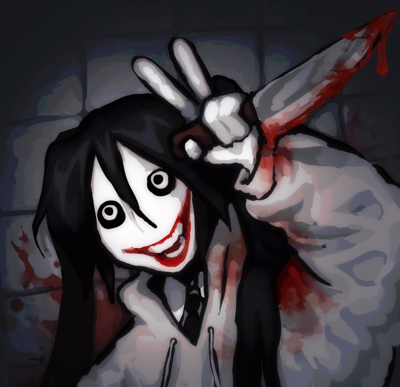hatsune miku and jeff the killer (vocaloid and 1 more) drawn by lobotoloid
