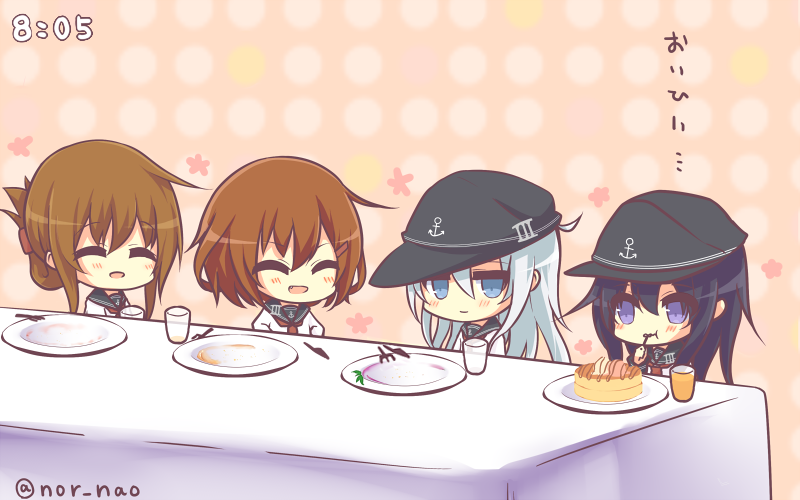 hibiki, inazuma, ikazuchi, and akatsuki (kantai collection) drawn by nor_nao