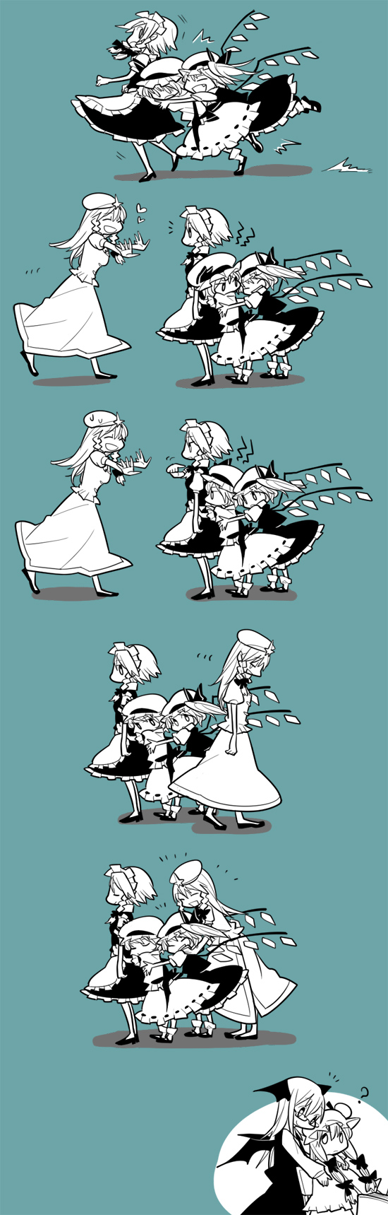 remilia scarlet, flandre scarlet, izayoi sakuya, patchouli knowledge, hong meiling, and 1 more (touhou) drawn by nakatani_nio