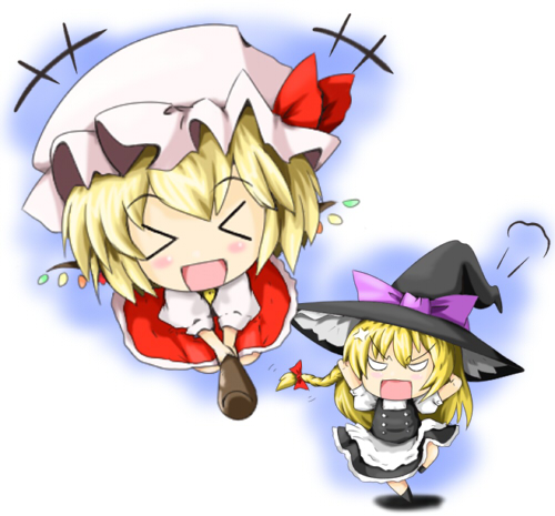 kirisame marisa and flandre scarlet (touhou) drawn by kurohimemm