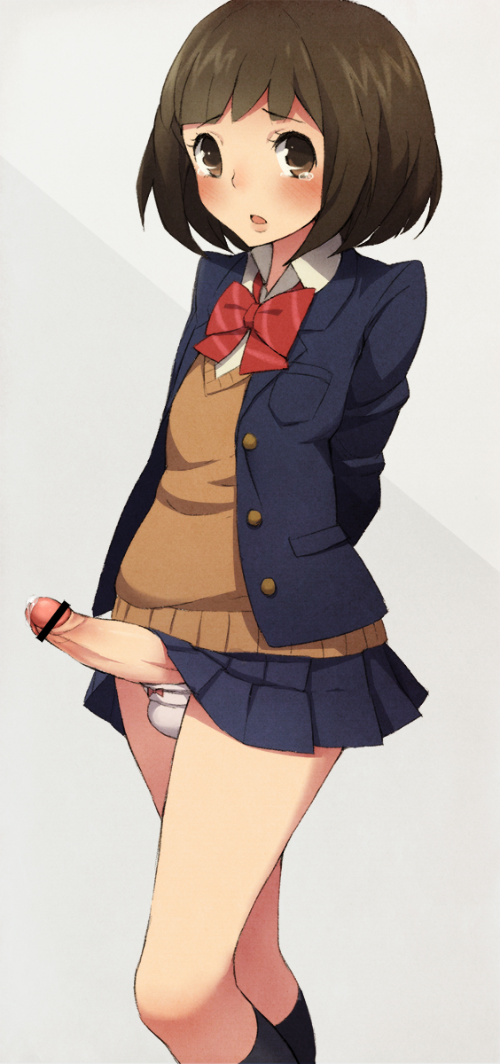Uniform panties crossdresser anime