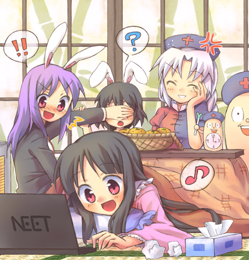 reisen udongein inaba, houraisan kaguya, inaba tewi, yagokoro eirin, and yagokoro (touhou) drawn by kuguri_oimo