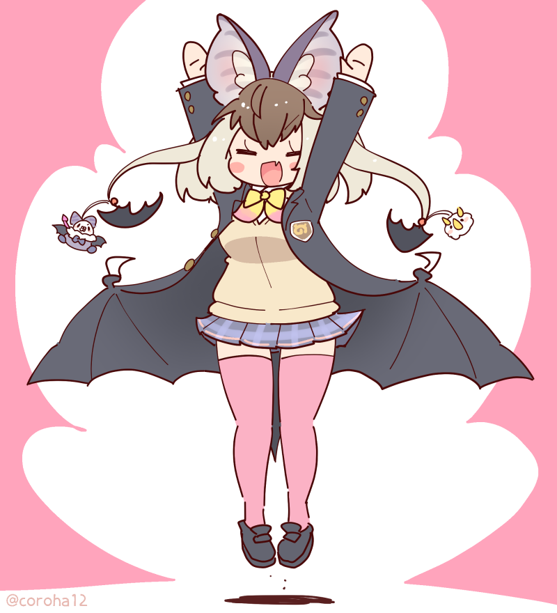 brown long-eared bat and poporu (kemono friends and 1 more) drawn by coroha