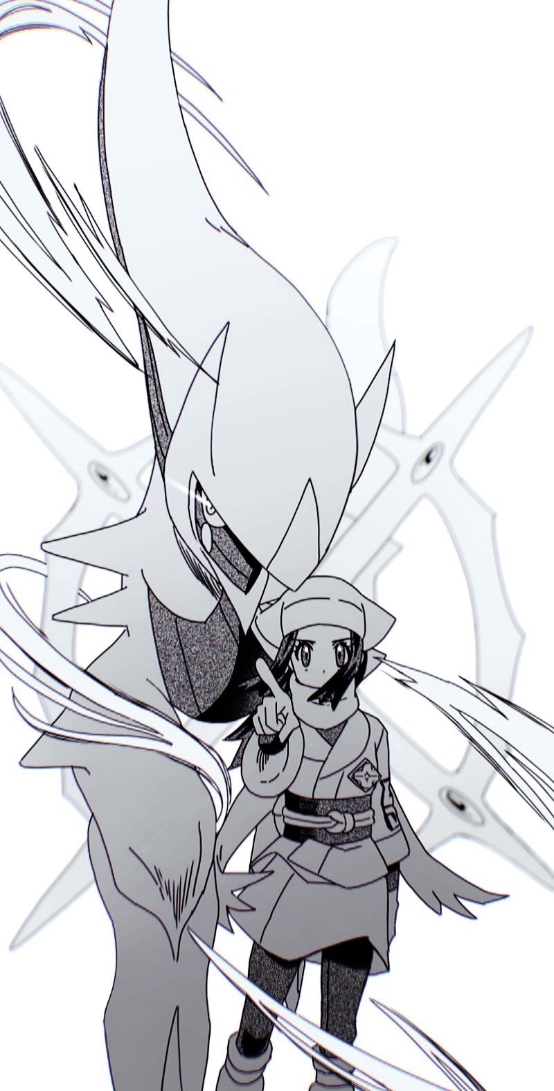 akari and arceus (pokemon and 1 more) drawn by p0ke_a0210