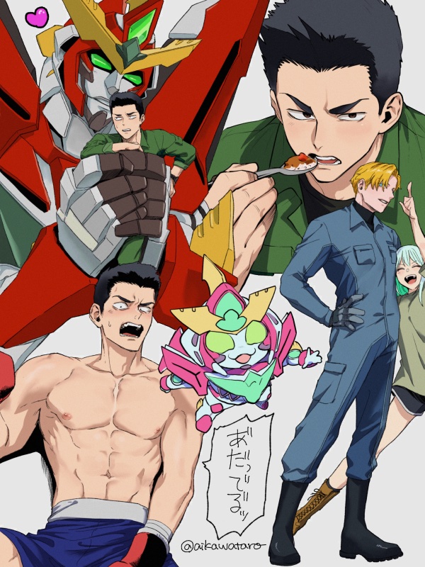 ao isami, lewis smith, bravern, and lulu (yuuki bakuhatsu bang bravern) drawn by aikawa_taro