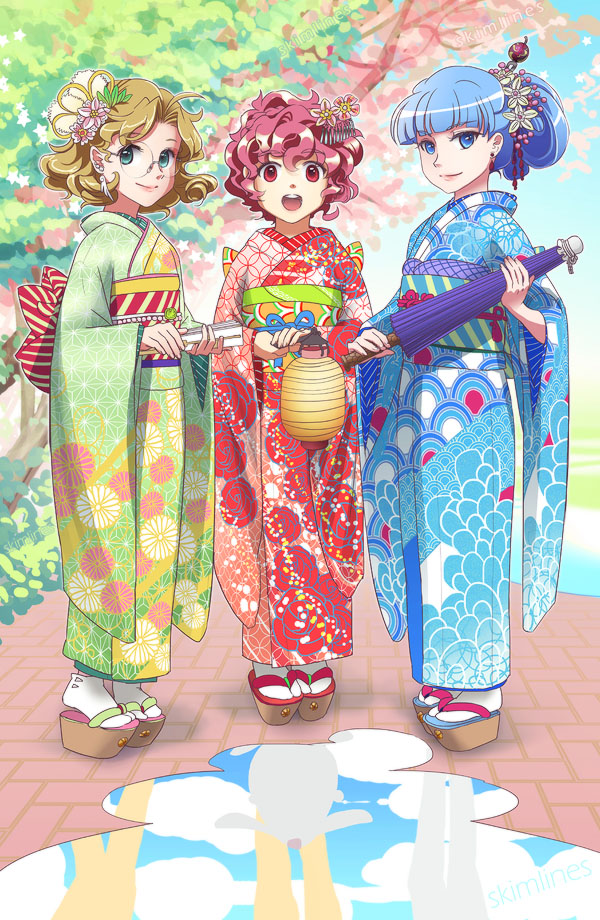 shidou hikaru, ryuuzaki umi, and hououji fuu (magic knight rayearth) drawn by skimlines
