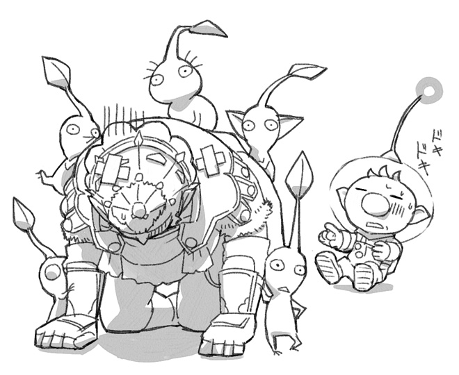 red pikmin, olimar, ganondorf, yellow pikmin, blue pikmin, and 2 more (the legend of zelda and 2 more) drawn by naru_(wish_field)