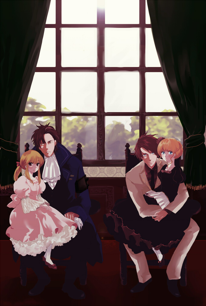beatrice, ushiromiya battler, ushiromiya lion, and willard h. wright (umineko no naku koro ni) drawn by nobicco