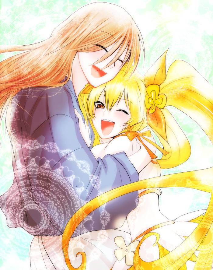 myoudouin itsuki, cure sunshine, and myoudouin satsuki (precure and 1 more) drawn by t7senzo
