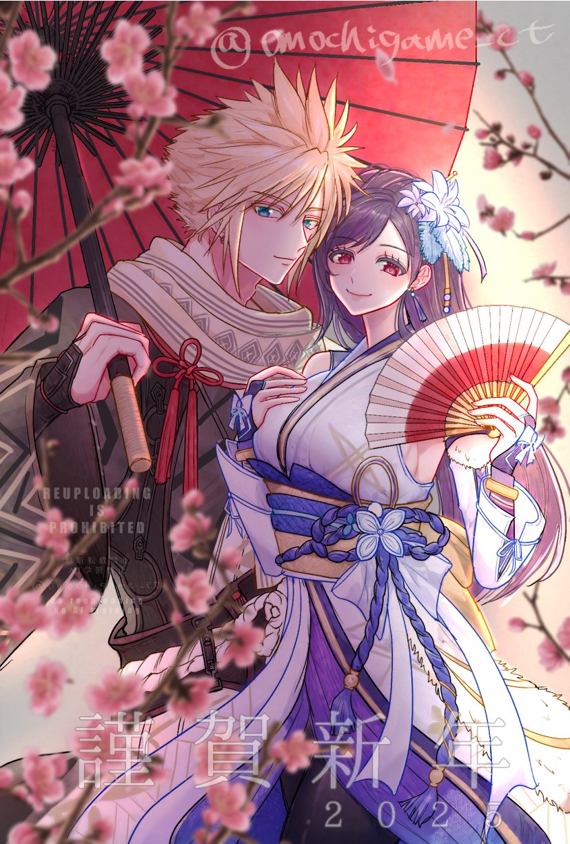 tifa lockhart and cloud strife (final fantasy and 2 more) drawn by omochigame_ct