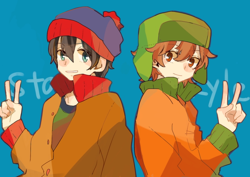 stan marsh and kyle broflovski (south park) drawn by ryu04869